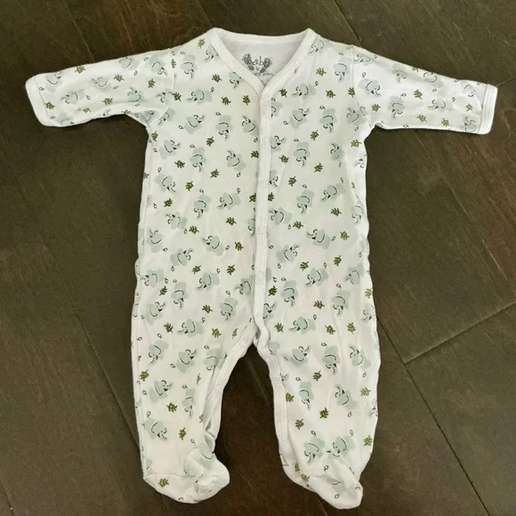 Baby by Margery Ellen White Elephant Print Baby One Piece - Picture 2 of 3